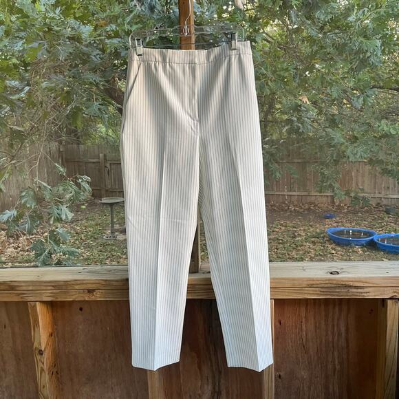 Express Women's White/Black Striped Straight Super High Rise Pants Size 10L. NEW - Picture 1 of 11